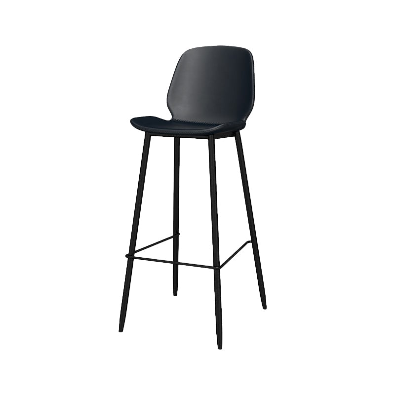 Modern Style Low Back Bar-stool Pu Leather Counter Bar Stool with Metal Legs for Home