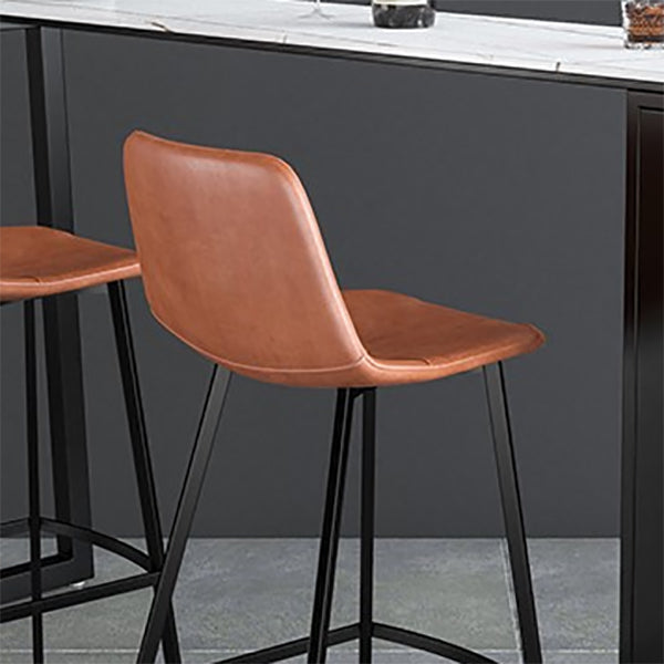 Modern Style Low Back Bar-stool Pu Leather Counter Bar Stool with Metal Legs for Home