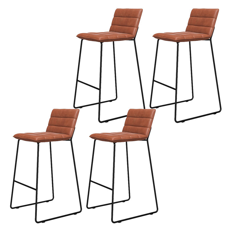 Modern Style Low Back Bar-stool Pu Leather Counter Bar Stool with Metal Legs for Home
