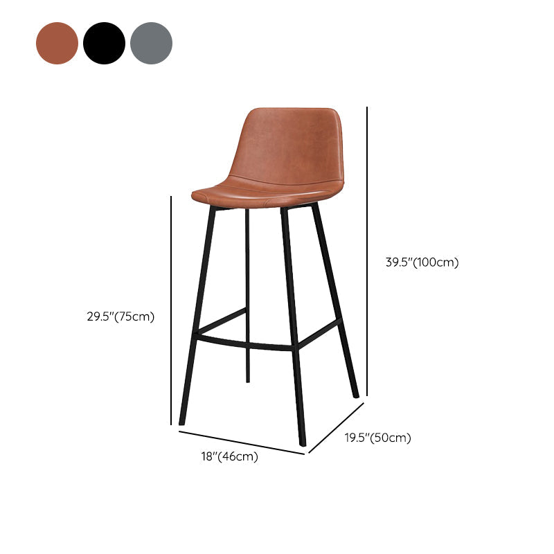 Modern Style Low Back Bar-stool Pu Leather Counter Bar Stool with Metal Legs for Home