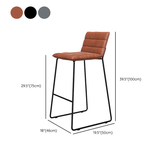 Modern Style Low Back Bar-stool Pu Leather Counter Bar Stool with Metal Legs for Home