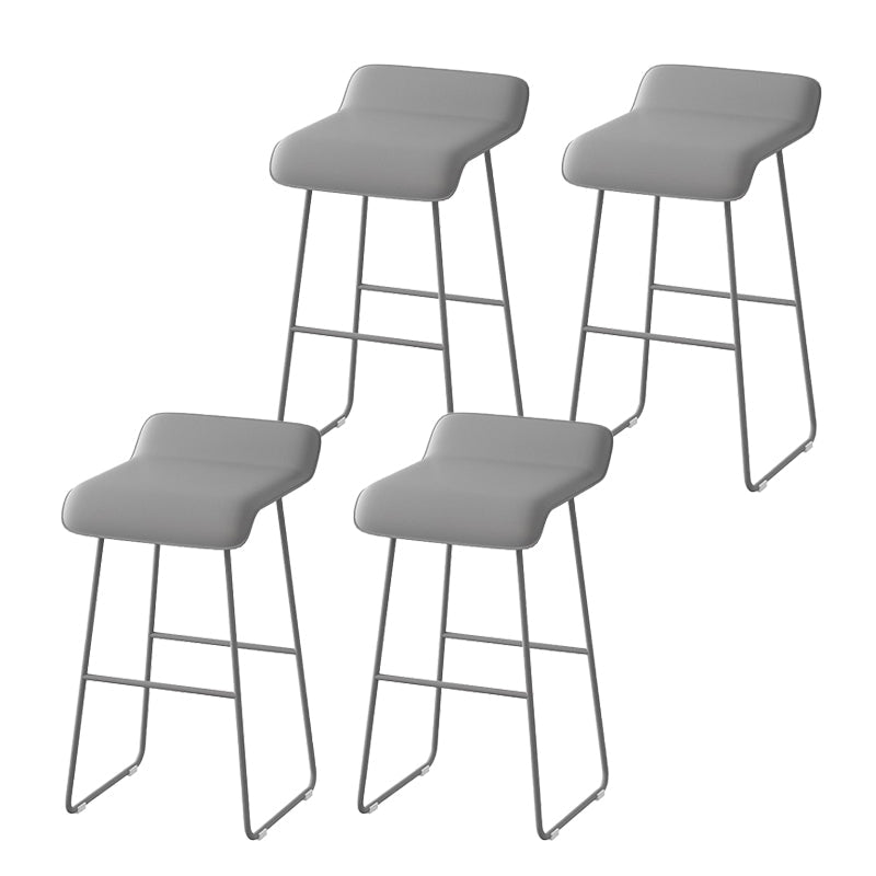 Modern Style Backless Bar-stool Pu Leather Counter Bar Stool with Metal Legs Grey 4 Piece Set Clearhalo 'Bar Furniture' 'Bar Stools' 'bar_stools' 'furn' 'furn_bar_stools' 'Furniture' 'Kitchen & Dining Furniture' 6827661