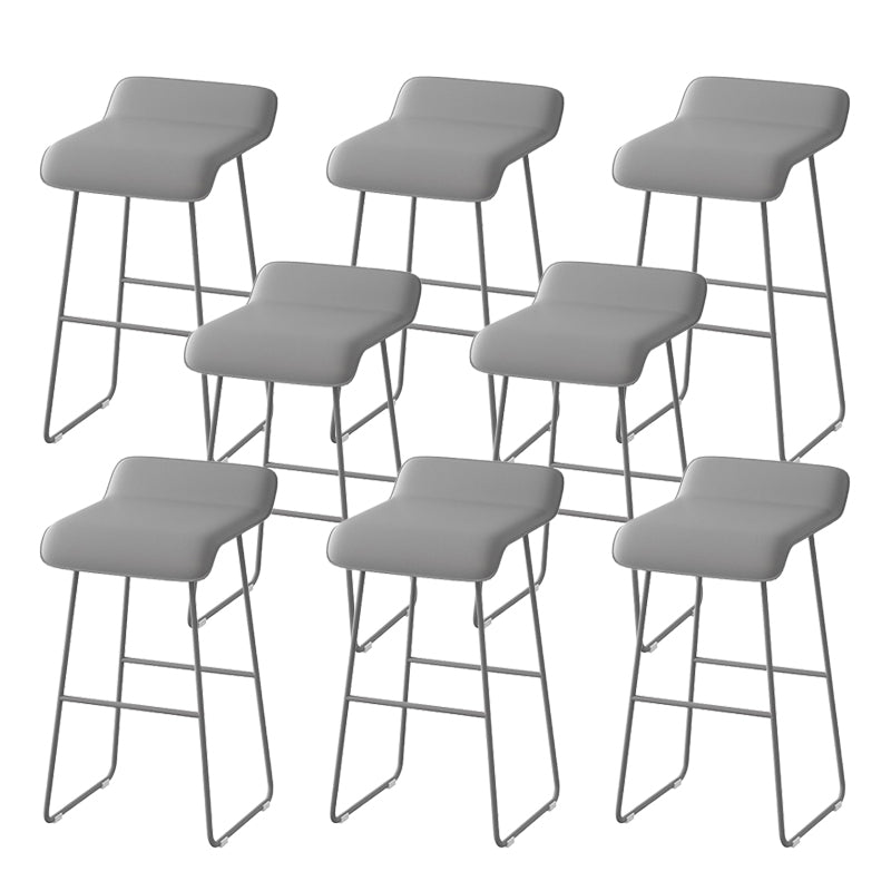 Modern Style Backless Bar-stool Pu Leather Counter Bar Stool with Metal Legs Grey 8 Piece Set Clearhalo 'Bar Furniture' 'Bar Stools' 'bar_stools' 'furn' 'furn_bar_stools' 'Furniture' 'Kitchen & Dining Furniture' 6827664