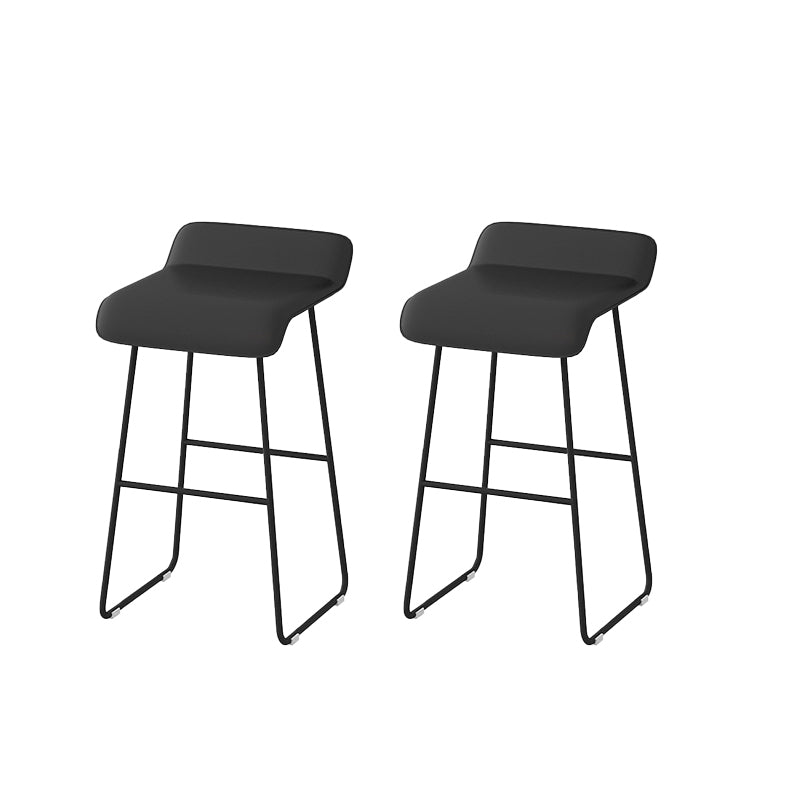 Modern Style Backless Bar-stool Pu Leather Counter Bar Stool with Metal Legs Black 2 Piece Set Clearhalo 'Bar Furniture' 'Bar Stools' 'bar_stools' 'furn' 'furn_bar_stools' 'Furniture' 'Kitchen & Dining Furniture' 6827667