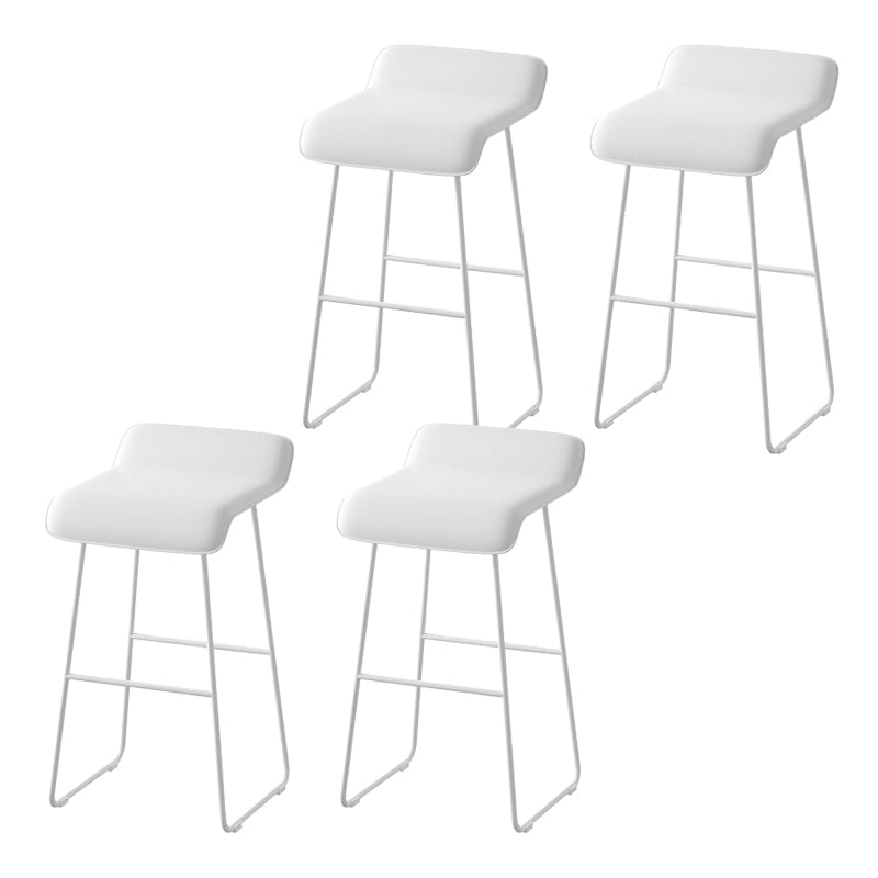 Modern Style Backless Bar-stool Pu Leather Counter Bar Stool with Metal Legs White 4 Piece Set Clearhalo 'Bar Furniture' 'Bar Stools' 'bar_stools' 'furn' 'furn_bar_stools' 'Furniture' 'Kitchen & Dining Furniture' 6827677