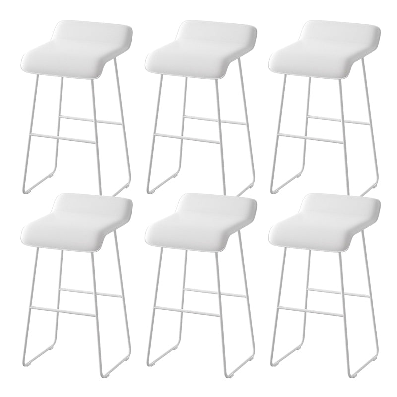 Modern Style Backless Bar-stool Pu Leather Counter Bar Stool with Metal Legs White 6 Piece Set Clearhalo 'Bar Furniture' 'Bar Stools' 'bar_stools' 'furn' 'furn_bar_stools' 'Furniture' 'Kitchen & Dining Furniture' 6827678