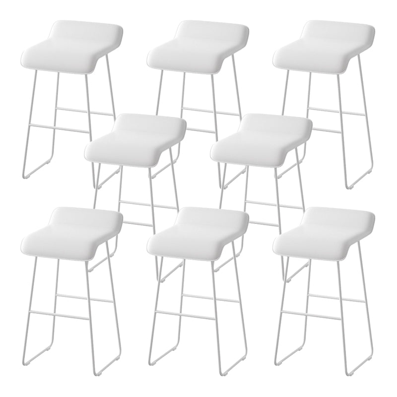 Modern Style Backless Bar-stool Pu Leather Counter Bar Stool with Metal Legs White 8 Piece Set Clearhalo 'Bar Furniture' 'Bar Stools' 'bar_stools' 'furn' 'furn_bar_stools' 'Furniture' 'Kitchen & Dining Furniture' 6827679