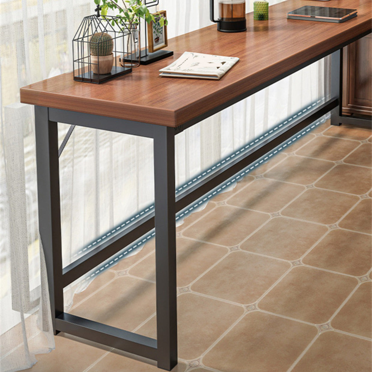 Industrial Style Bistro Bar Table Wooden Rectangle Metal Base Bar Table Clearhalo 'Bar Furniture' 'Bar Tables' 'bar_tables' 'furn' 'furn_bar_tables' 'Furniture' 'Kitchen & Dining Furniture' 6827709