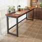 Industrial Style Bistro Bar Table Wooden Rectangle Metal Base Bar Table 47.2"L x 15.7"W x 41.3"H Without Chairs Clearhalo 'Bar Furniture' 'Bar Tables' 'bar_tables' 'furn' 'furn_bar_tables' 'Furniture' 'Kitchen & Dining Furniture' 6827713