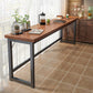 Industrial Style Bistro Bar Table Wooden Rectangle Metal Base Bar Table 63"L x 15.7"W x 41.3"H Without Chairs Clearhalo 'Bar Furniture' 'Bar Tables' 'bar_tables' 'furn' 'furn_bar_tables' 'Furniture' 'Kitchen & Dining Furniture' 6827717