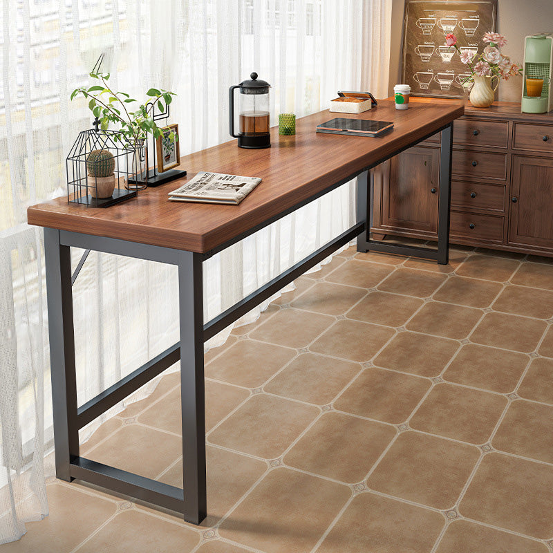 Industrial Style Bistro Bar Table Wooden Rectangle Metal Base Bar Table 63"L x 15.7"W x 41.3"H Without Chairs Clearhalo 'Bar Furniture' 'Bar Tables' 'bar_tables' 'furn' 'furn_bar_tables' 'Furniture' 'Kitchen & Dining Furniture' 6827717