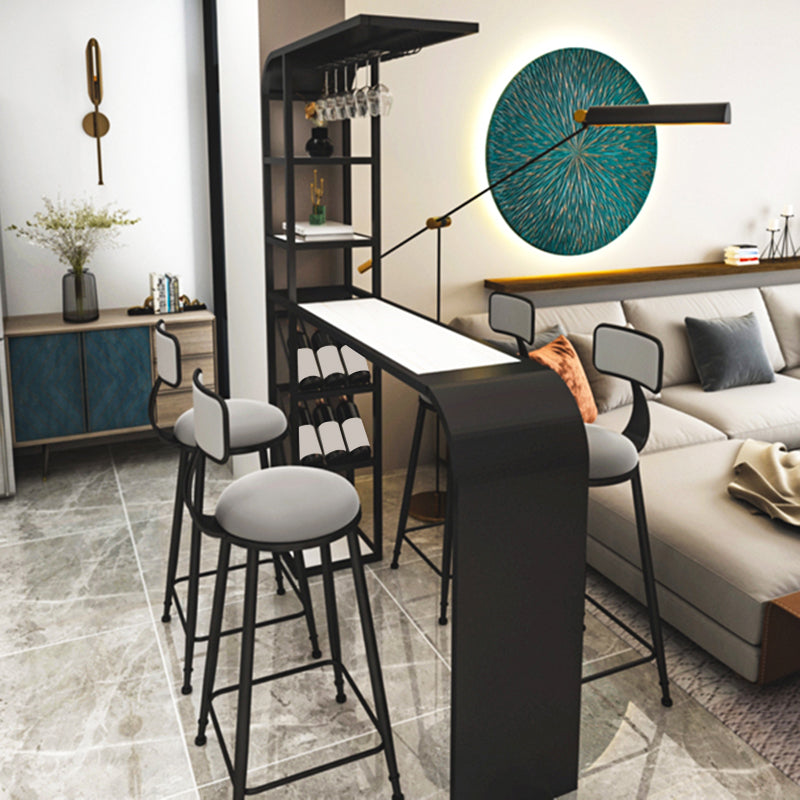 Contemporary Style Rectangle Bar Table Stone Bar Height Table with Storage Black Without Chairs Clearhalo 'Bar Furniture' 'Bar Tables' 'bar_tables' 'furn' 'furn_bar_tables' 'Furniture' 'Kitchen & Dining Furniture' 6827779