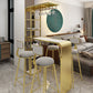 Contemporary Style Rectangle Bar Table Stone Bar Height Table with Storage 47.2"L x 15.7"W x 41.3"H Gold Without Chairs Clearhalo 'Bar Furniture' 'Bar Tables' 'bar_tables' 'furn' 'furn_bar_tables' 'Furniture' 'Kitchen & Dining Furniture' 6827780