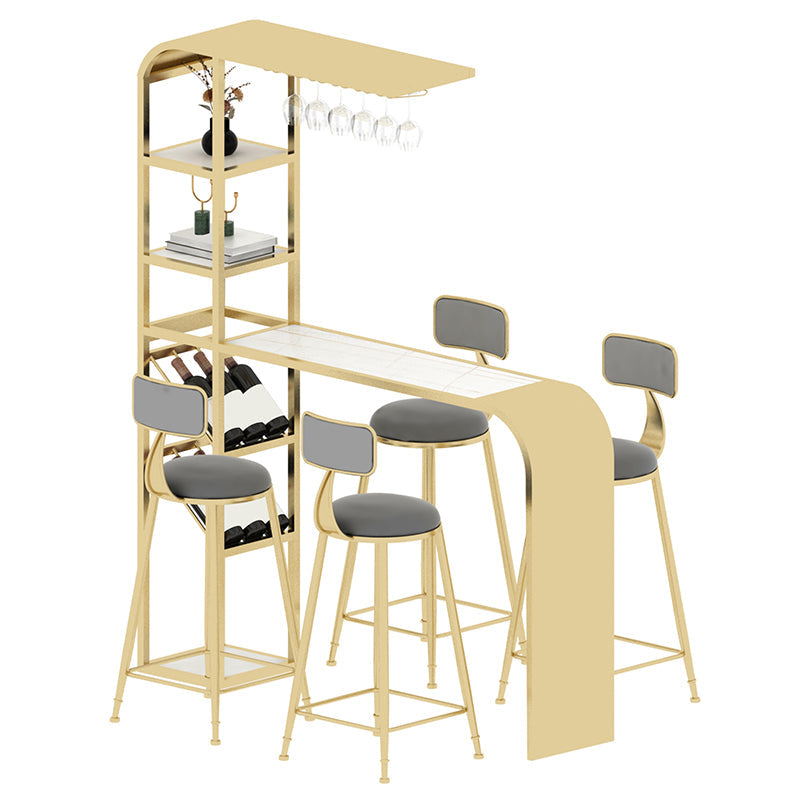 Contemporary Style Rectangle Bar Table Stone Bar Height Table with Storage Clearhalo 'Bar Furniture' 'Bar Tables' 'bar_tables' 'furn' 'furn_bar_tables' 'Furniture' 'Kitchen & Dining Furniture' 6827782