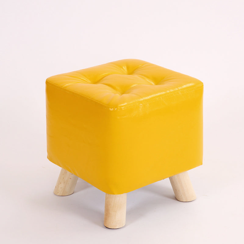 Modern Style Standard Square Leather Standard for Living Room Lemon Yellow 1 Piece Clearhalo 'furn' 'furn_ottomans_poufs' 'Furniture' 'Living Room Furniture' 'Ottomans & Poufs' 'ottomans_poufs' 6827796