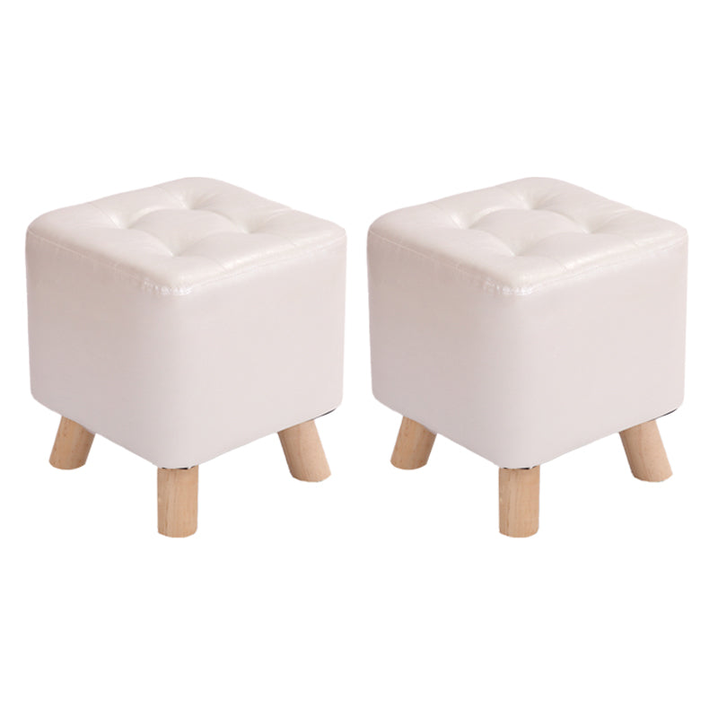 Modern Style Standard Square Leather Standard for Living Room White 2 Piece Set Clearhalo 'furn' 'furn_ottomans_poufs' 'Furniture' 'Living Room Furniture' 'Ottomans & Poufs' 'ottomans_poufs' 6827814
