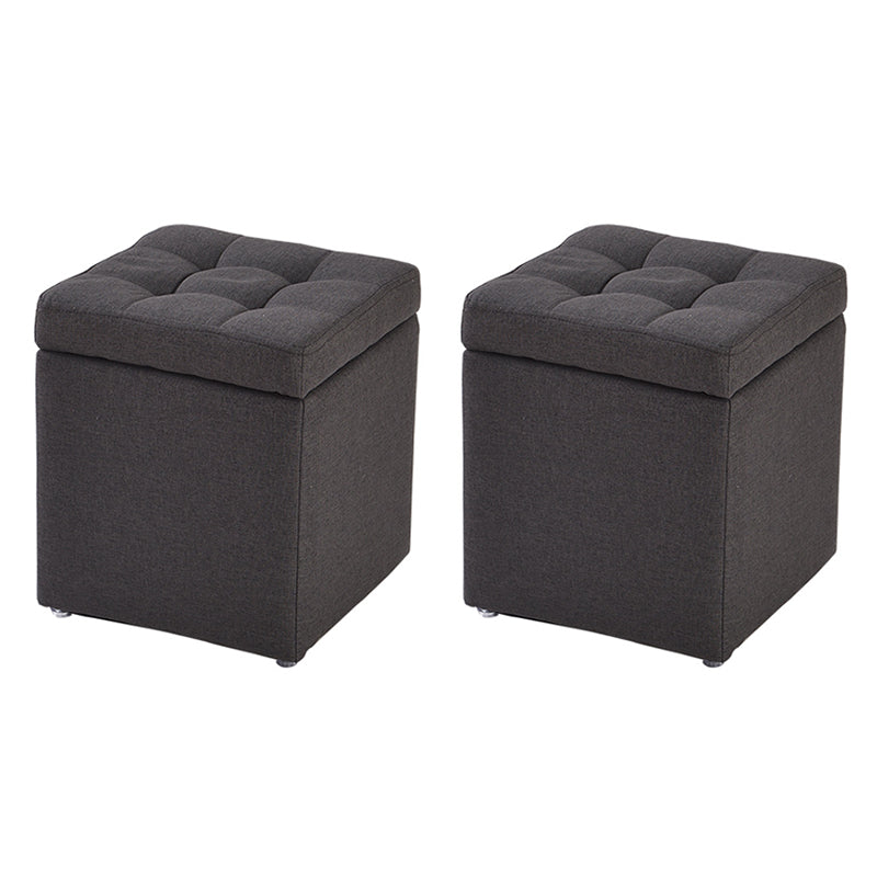 Modern Style Ottoman Cotton Square Indoor Ottoman with Storage Dark Gray 2 Piece Set Clearhalo 'furn' 'furn_ottomans_poufs' 'Furniture' 'Living Room Furniture' 'Ottomans & Poufs' 'ottomans_poufs' 6827838