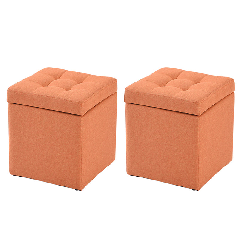 Modern Style Ottoman Cotton Square Indoor Ottoman with Storage Orange Yellow 2 Piece Set Clearhalo 'furn' 'furn_ottomans_poufs' 'Furniture' 'Living Room Furniture' 'Ottomans & Poufs' 'ottomans_poufs' 6827844