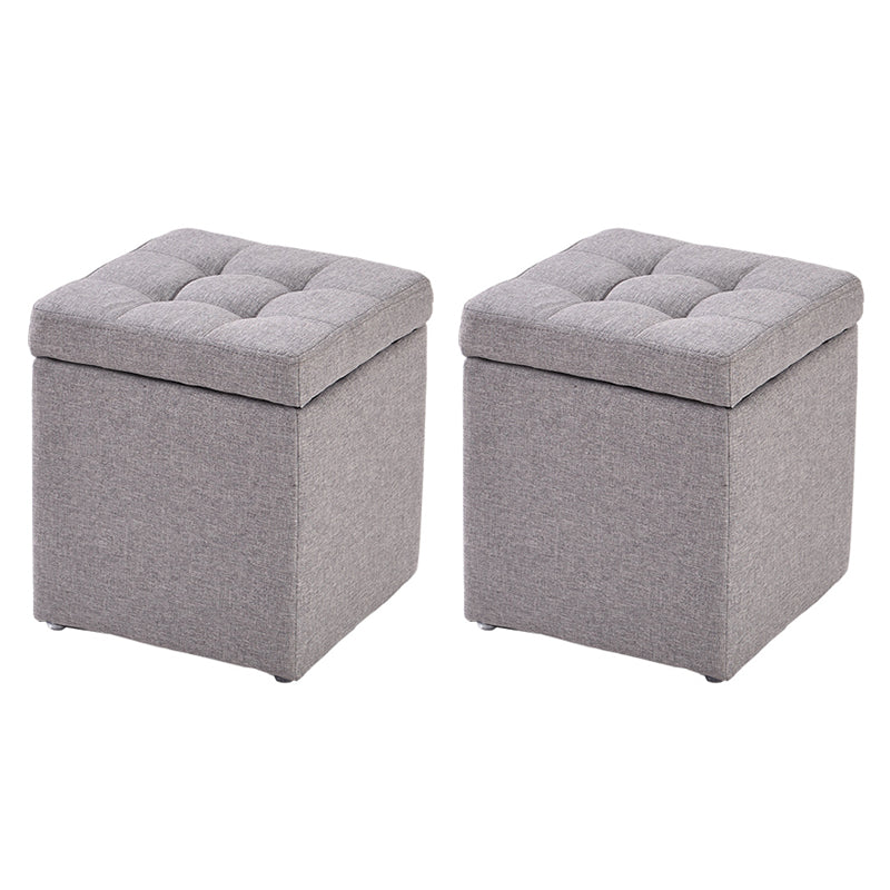 Modern Style Ottoman Cotton Square Indoor Ottoman with Storage Light Gray 2 Piece Set Clearhalo 'furn' 'furn_ottomans_poufs' 'Furniture' 'Living Room Furniture' 'Ottomans & Poufs' 'ottomans_poufs' 6827846