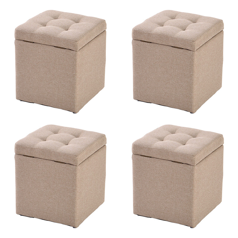 Modern Style Ottoman Cotton Square Indoor Ottoman with Storage Champagne 4 Piece Set Clearhalo 'furn' 'furn_ottomans_poufs' 'Furniture' 'Living Room Furniture' 'Ottomans & Poufs' 'ottomans_poufs' 6827850