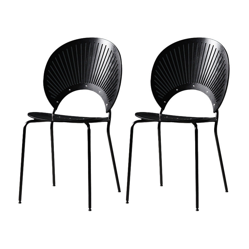 Industrial Style Patio Side Chair Open Back Armless Chair with Black Legs Black 2 Piece Set Clearhalo 'Dining Chairs' 'Dining Tables & Seating' 'dining_chair' 'furn' 'furn_dining_chair' 'Furniture' 'Kitchen & Dining Furniture' 6827915