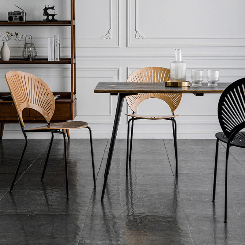 Industrial Style Patio Side Chair Open Back Armless Chair with Black Legs Clearhalo 'Dining Chairs' 'Dining Tables & Seating' 'dining_chair' 'furn' 'furn_dining_chair' 'Furniture' 'Kitchen & Dining Furniture' 6827916