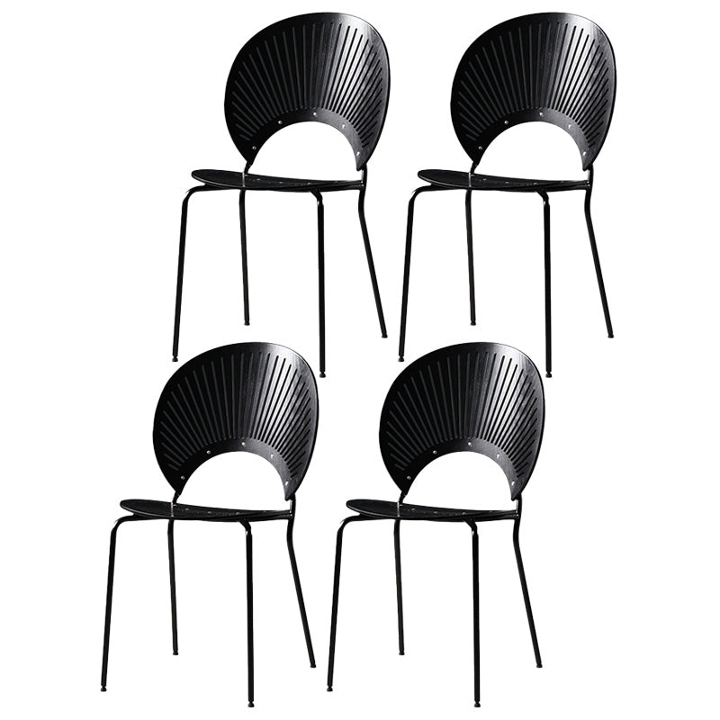 Industrial Style Patio Side Chair Open Back Armless Chair with Black Legs Black 4 Piece Set Clearhalo 'Dining Chairs' 'Dining Tables & Seating' 'dining_chair' 'furn' 'furn_dining_chair' 'Furniture' 'Kitchen & Dining Furniture' 6827917