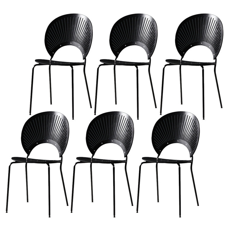 Industrial Style Patio Side Chair Open Back Armless Chair with Black Legs Black 6 Piece Set Clearhalo 'Dining Chairs' 'Dining Tables & Seating' 'dining_chair' 'furn' 'furn_dining_chair' 'Furniture' 'Kitchen & Dining Furniture' 6827919