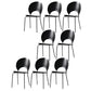 Industrial Style Patio Side Chair Open Back Armless Chair with Black Legs Black 8 Piece Set Clearhalo 'Dining Chairs' 'Dining Tables & Seating' 'dining_chair' 'furn' 'furn_dining_chair' 'Furniture' 'Kitchen & Dining Furniture' 6827921