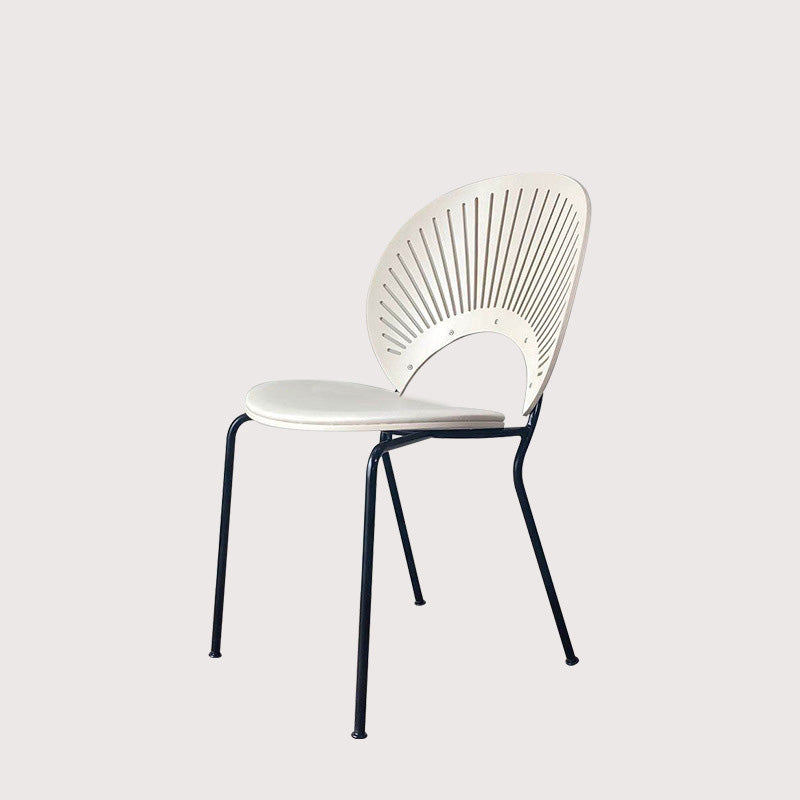 Industrial Style Patio Side Chair Open Back Armless Chair with Black Legs White 1 Piece Clearhalo 'Dining Chairs' 'Dining Tables & Seating' 'dining_chair' 'furn' 'furn_dining_chair' 'Furniture' 'Kitchen & Dining Furniture' 6827922