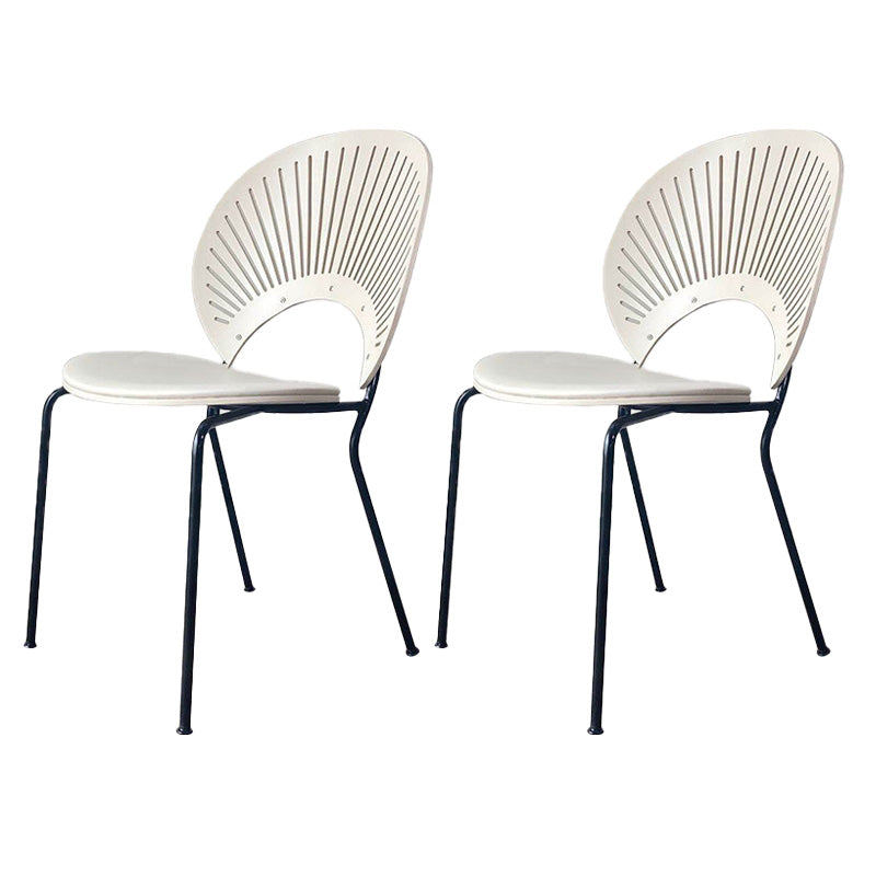 Industrial Style Patio Side Chair Open Back Armless Chair with Black Legs White 2 Piece Set Clearhalo 'Dining Chairs' 'Dining Tables & Seating' 'dining_chair' 'furn' 'furn_dining_chair' 'Furniture' 'Kitchen & Dining Furniture' 6827925