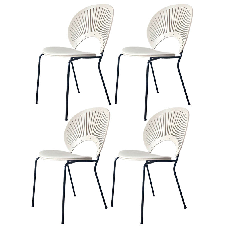 Industrial Style Patio Side Chair Open Back Armless Chair with Black Legs White 4 Piece Set Clearhalo 'Dining Chairs' 'Dining Tables & Seating' 'dining_chair' 'furn' 'furn_dining_chair' 'Furniture' 'Kitchen & Dining Furniture' 6827927