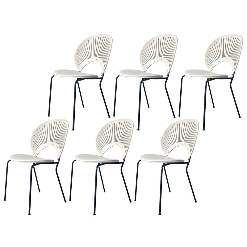 Industrial Style Patio Side Chair Open Back Armless Chair with Black Legs White 6 Piece Set Clearhalo 'Dining Chairs' 'Dining Tables & Seating' 'dining_chair' 'furn' 'furn_dining_chair' 'Furniture' 'Kitchen & Dining Furniture' 6827929