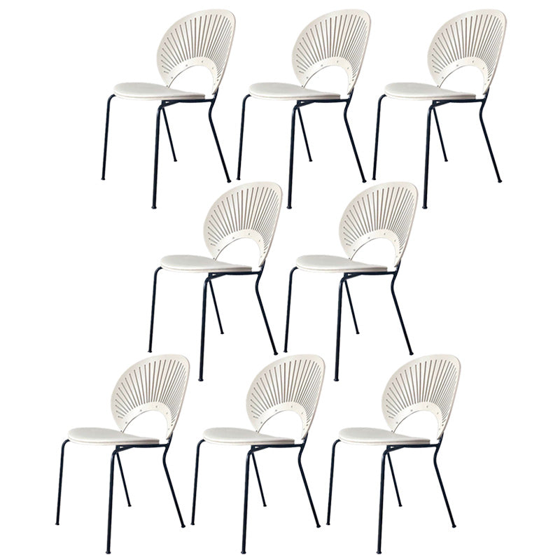 Industrial Style Patio Side Chair Open Back Armless Chair with Black Legs White 8 Piece Set Clearhalo 'Dining Chairs' 'Dining Tables & Seating' 'dining_chair' 'furn' 'furn_dining_chair' 'Furniture' 'Kitchen & Dining Furniture' 6827930