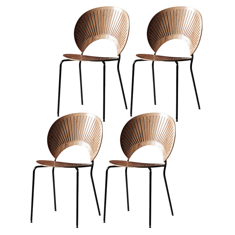 Industrial Style Patio Side Chair Open Back Armless Chair with Black Legs Nut-Brown 4 Piece Set Clearhalo 'Dining Chairs' 'Dining Tables & Seating' 'dining_chair' 'furn' 'furn_dining_chair' 'Furniture' 'Kitchen & Dining Furniture' 6827934