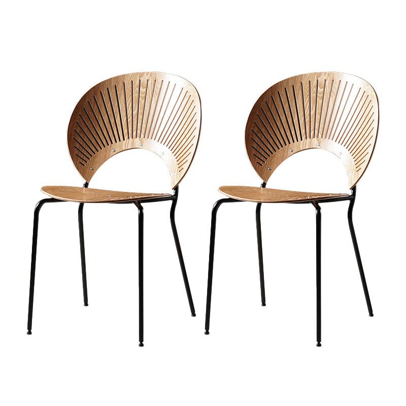 Industrial Style Patio Side Chair Open Back Armless Chair with Black Legs Natural 2 Piece Set Clearhalo 'Dining Chairs' 'Dining Tables & Seating' 'dining_chair' 'furn' 'furn_dining_chair' 'Furniture' 'Kitchen & Dining Furniture' 6827938