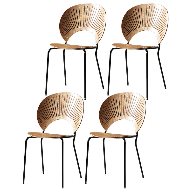 Industrial Style Patio Side Chair Open Back Armless Chair with Black Legs Natural 4 Piece Set Clearhalo 'Dining Chairs' 'Dining Tables & Seating' 'dining_chair' 'furn' 'furn_dining_chair' 'Furniture' 'Kitchen & Dining Furniture' 6827939