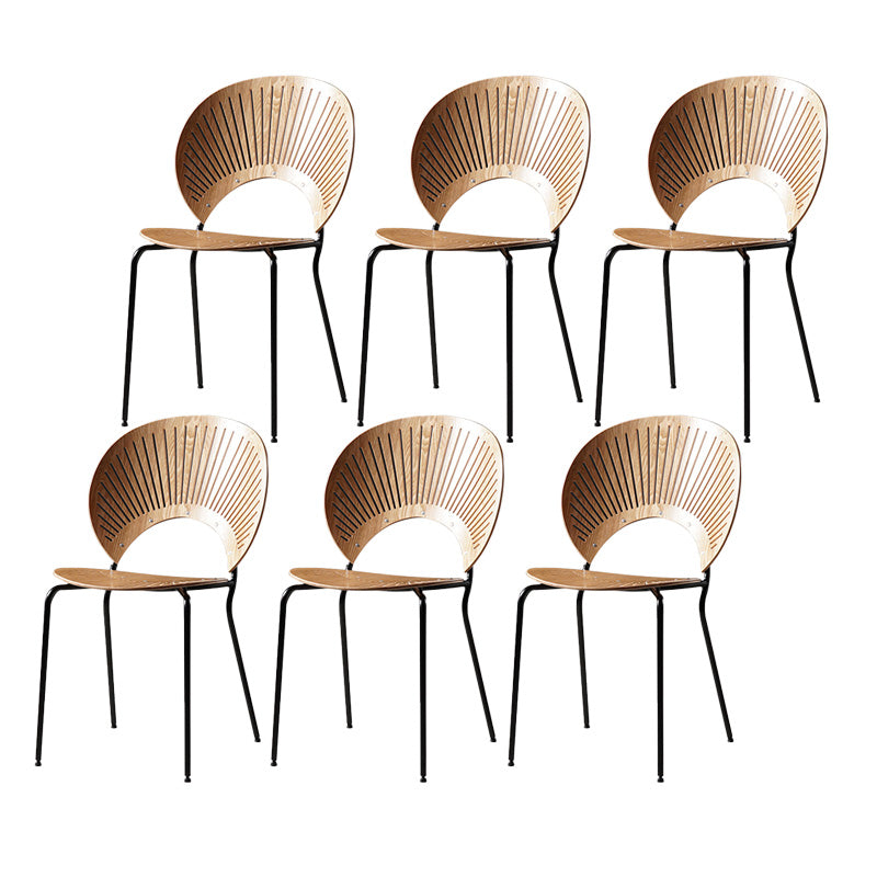 Industrial Style Patio Side Chair Open Back Armless Chair with Black Legs Natural 6 Piece Set Clearhalo 'Dining Chairs' 'Dining Tables & Seating' 'dining_chair' 'furn' 'furn_dining_chair' 'Furniture' 'Kitchen & Dining Furniture' 6827940