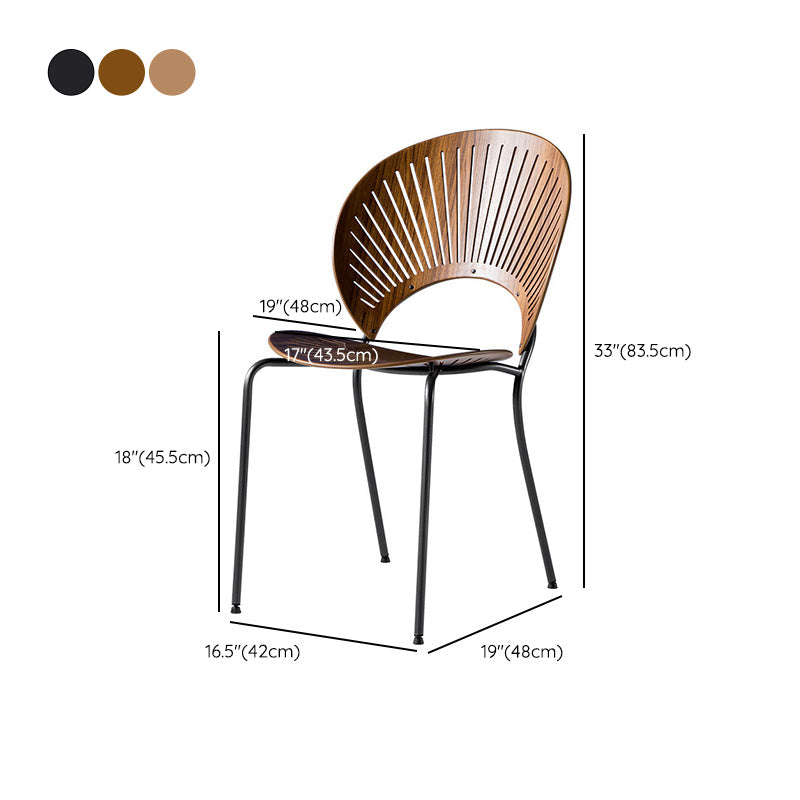 Industrial Style Patio Side Chair Open Back Armless Chair with Black Legs Clearhalo 'Dining Chairs' 'Dining Tables & Seating' 'dining_chair' 'furn' 'furn_dining_chair' 'Furniture' 'Kitchen & Dining Furniture' 6827942