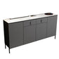 Stone Credenza Modern & Contemporary Server with Drawers and Cabinets Grey Clearhalo 'buffet_sideboard' 'Buffets & Sideboards' 'furn' 'furn_buffet_sideboard' 'Furniture' 'Kitchen & Dining Furniture' 6827986
