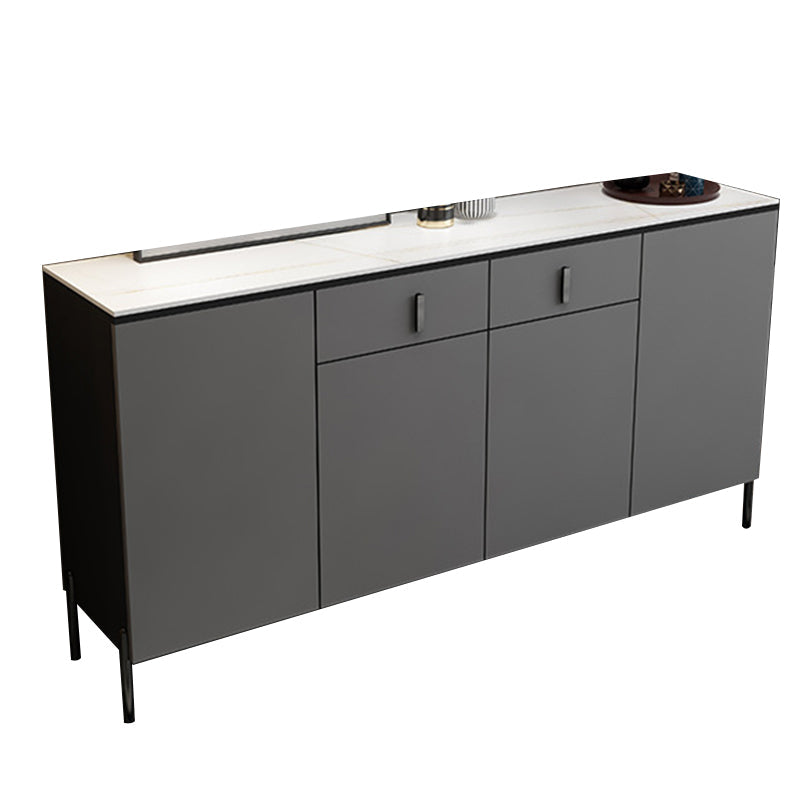 Stone Credenza Modern & Contemporary Server with Drawers and Cabinets Grey Clearhalo 'buffet_sideboard' 'Buffets & Sideboards' 'furn' 'furn_buffet_sideboard' 'Furniture' 'Kitchen & Dining Furniture' 6827986