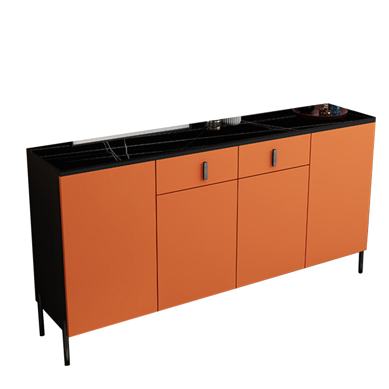 Stone Credenza Modern & Contemporary Server with Drawers and Cabinets Orange Clearhalo 'buffet_sideboard' 'Buffets & Sideboards' 'furn' 'furn_buffet_sideboard' 'Furniture' 'Kitchen & Dining Furniture' 6827987