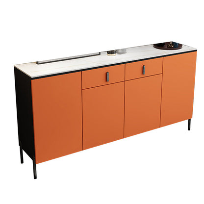 Stone Credenza Modern & Contemporary Server with Drawers and Cabinets Orange Clearhalo 'buffet_sideboard' 'Buffets & Sideboards' 'furn' 'furn_buffet_sideboard' 'Furniture' 'Kitchen & Dining Furniture' 6827989