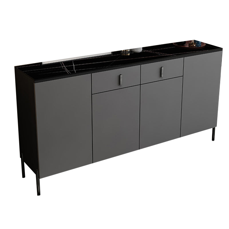 Stone Credenza Modern & Contemporary Server with Drawers and Cabinets Light Gray Clearhalo 'buffet_sideboard' 'Buffets & Sideboards' 'furn' 'furn_buffet_sideboard' 'Furniture' 'Kitchen & Dining Furniture' 6827991