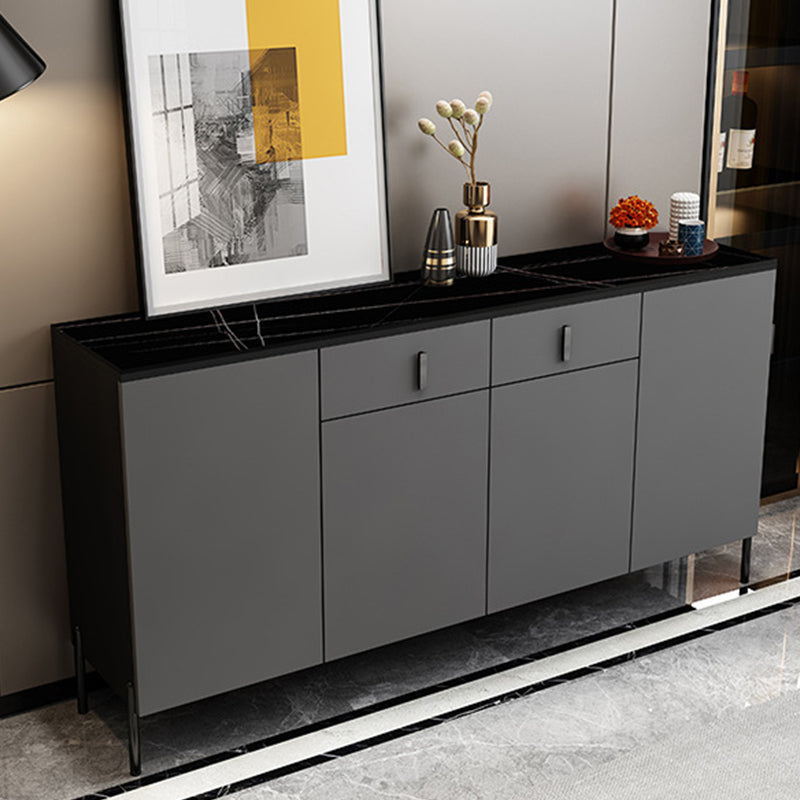 Stone Credenza Modern & Contemporary Server with Drawers and Cabinets Clearhalo 'buffet_sideboard' 'Buffets & Sideboards' 'furn' 'furn_buffet_sideboard' 'Furniture' 'Kitchen & Dining Furniture' 6827998