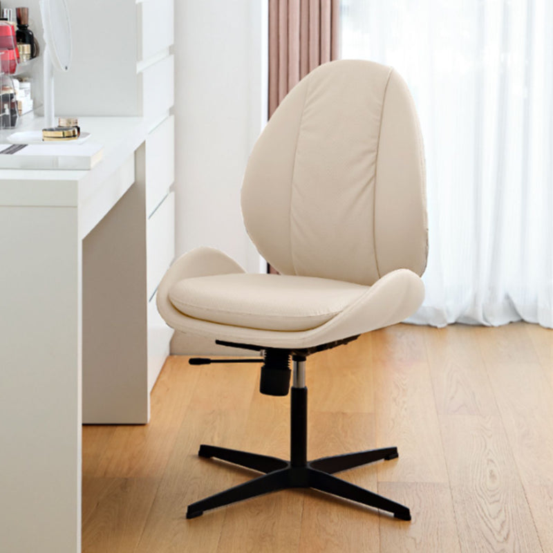 Modern Faux Leather Desk Chair Armless Conference Chair for Office White 1 Piece Clearhalo 'furn' 'furn_office_chair' 'Furniture' 'Office Chairs' 'Office Furniture' 'office_chair' 6828197