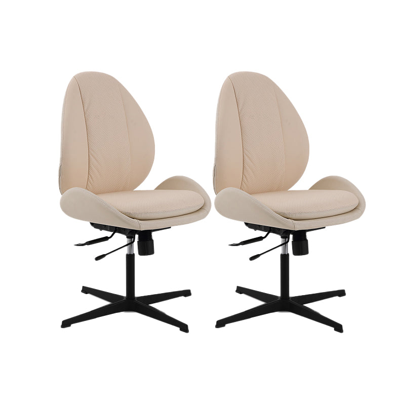 Modern Faux Leather Desk Chair Armless Conference Chair for Office White 2 Piece Set Clearhalo 'furn' 'furn_office_chair' 'Furniture' 'Office Chairs' 'Office Furniture' 'office_chair' 6828198