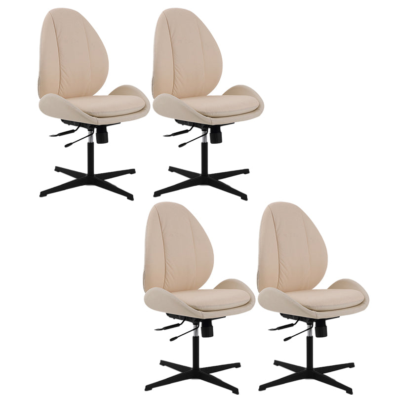 Modern Faux Leather Desk Chair Armless Conference Chair for Office White 4 Piece Set Clearhalo 'furn' 'furn_office_chair' 'Furniture' 'Office Chairs' 'Office Furniture' 'office_chair' 6828200