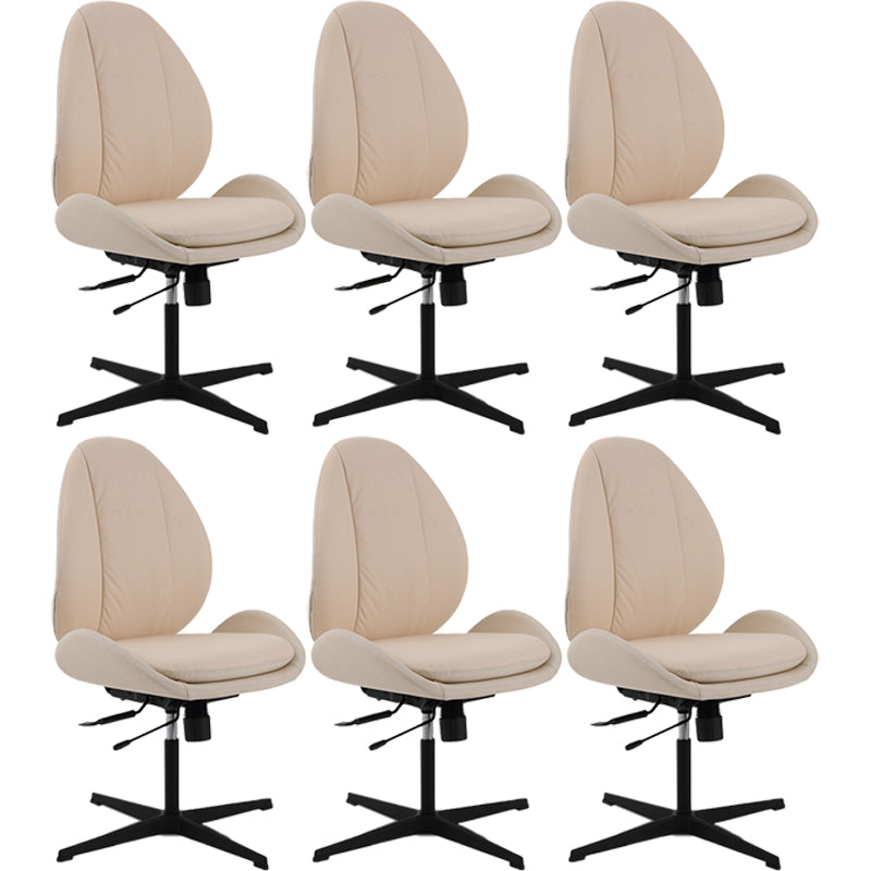 Modern Faux Leather Desk Chair Armless Conference Chair for Office White 6 Piece Set Clearhalo 'furn' 'furn_office_chair' 'Furniture' 'Office Chairs' 'Office Furniture' 'office_chair' 6828202