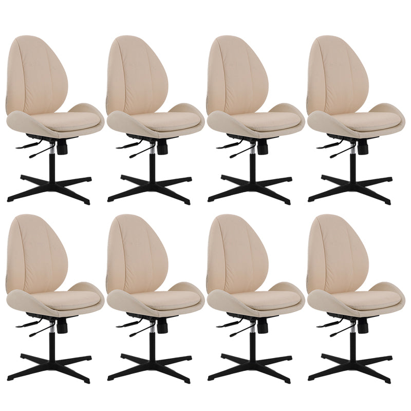 Modern Faux Leather Desk Chair Armless Conference Chair for Office White 8 Piece Set Clearhalo 'furn' 'furn_office_chair' 'Furniture' 'Office Chairs' 'Office Furniture' 'office_chair' 6828204